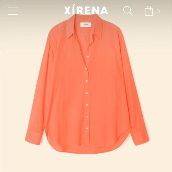 Xirena Sugar Poppy Beau 100% Cotton long sleeve button up made in the USA Shirt - Picture 9 of 13